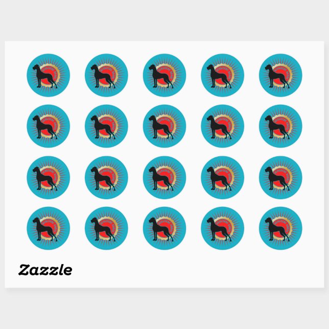 Sticker Rond mâle Dogue allemand  (Feuille)