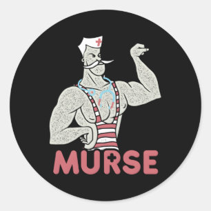 Sticker Rond Male Nurse Murse