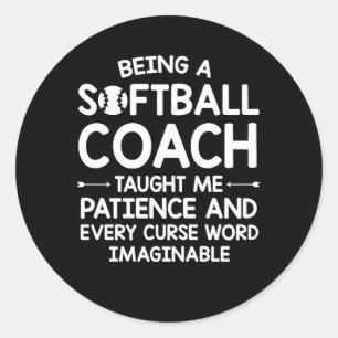 Sticker Rond Malédiction de patience entraîneur de softball Ima