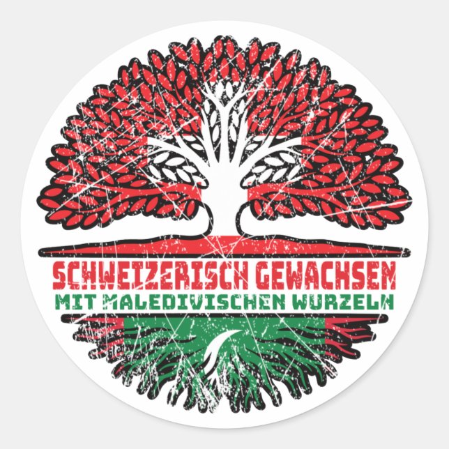 Sticker Rond Malediven Maledivisch Schweizer Schweiz Baum (Devant)