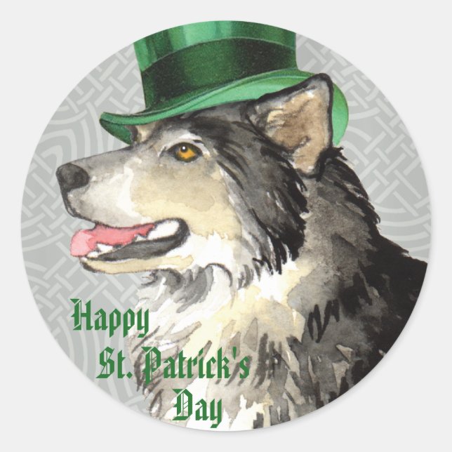 Sticker Rond Malemute de la Saint Patrick (Devant)