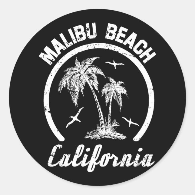 Sticker Rond Malibu Beach (Devant)