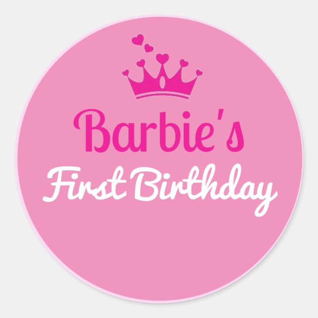 Sticker Rond Malibu Beach Doll Pink Glamour fête d'anniversaire (Devant)