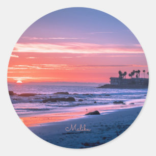 Sticker Rond Malibu, CA, belle photographie panoramique,