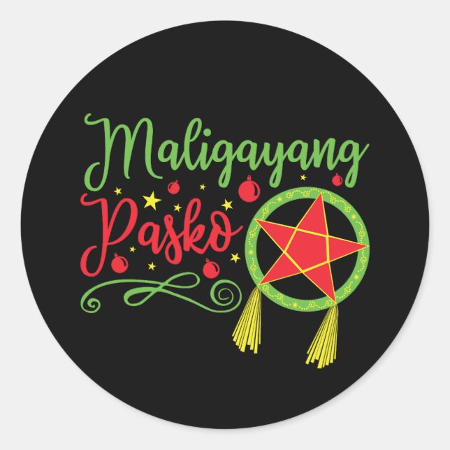 Sticker Rond Maligayang Pasko Filipino de Noël Philippines Phil (Devant)