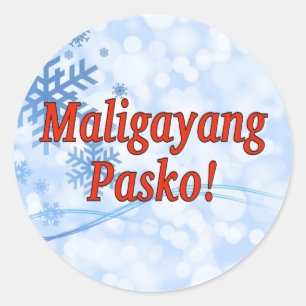 Sticker Rond Maligayang Pasko ! Joyeux Noël à Tagalog rf