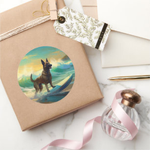 Sticker Rond Malinoi Beach Surf Peinture belge