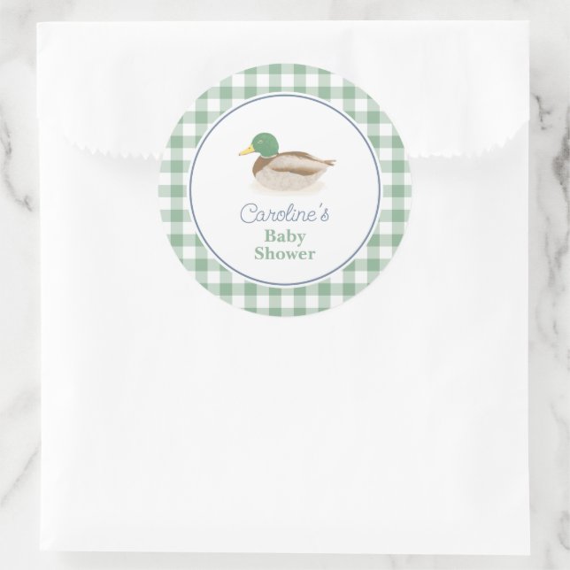 Sticker Rond Mallard Canard Pays Chasse Baby shower Favoriser (Sac)
