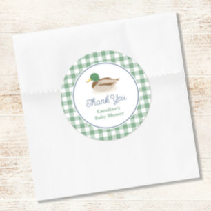 Sticker Rond Mallard Canard Pays Chasse Baby shower Merci