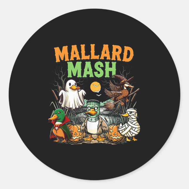 Sticker Rond Mallard Mash Drôle Y Canard Soky Ghost Chasse Hall (Devant)