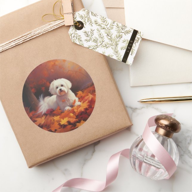 Sticker Rond Maltais en automne Feuilles automne Inspiration (Cadeaux)