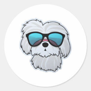 Sticker Rond Maltais en lunettes de soleil Cool T-shirt classiq