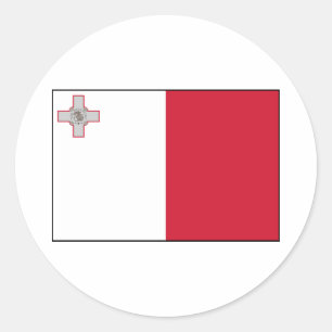 Sticker Rond Malte - Drapeau maltais