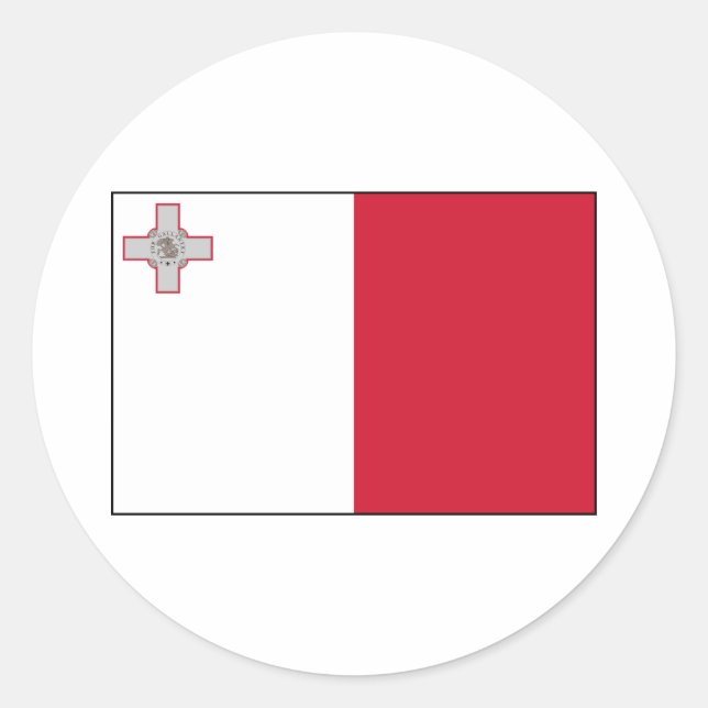 Sticker Rond Malte - Drapeau maltais (Devant)