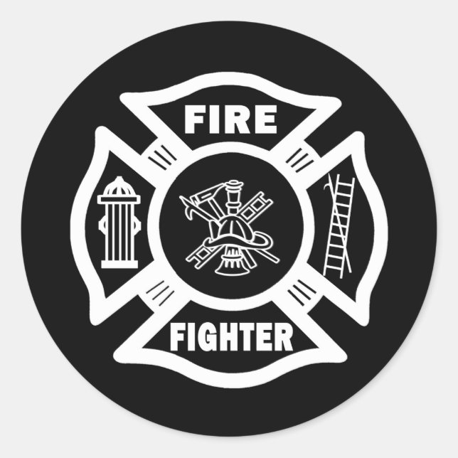 Sticker Rond Maltese, combattant des incendies (Devant)