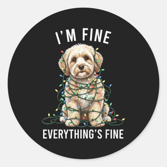 Sticker Rond Maltio Christmas I'm Fine Everything Is Fine  (Devant)