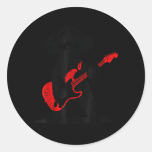 Sticker Rond Maltipoo Rock drôle jouant de la guitare amateur d