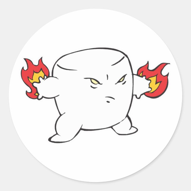 Sticker Rond malvais marshmallow grillé drôle (Devant)