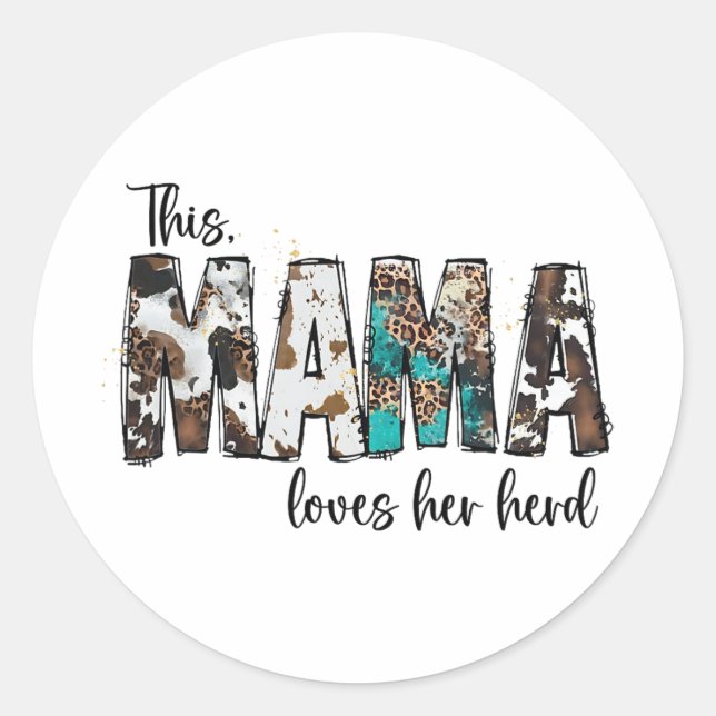 Sticker Rond Mama Aime Son Cèdre Léopard Cowhide Pour Femmes Mo (Devant)