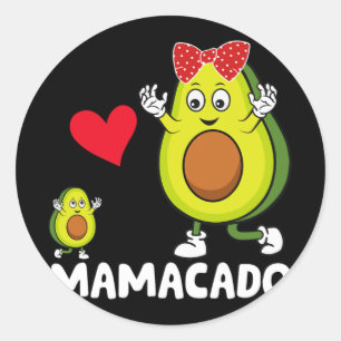 Sticker Rond Mama Best Mom Avocado Mamacado Joyeuse fête des mè