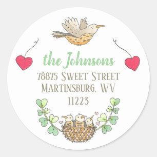Sticker Rond Mama Bird Return Adresse