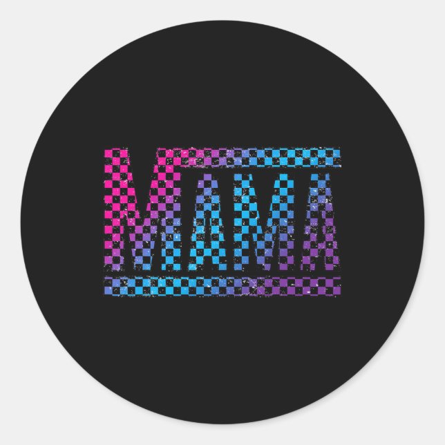 Sticker Rond Mama Checkered Mommy New Mom Happy Mothers Day Mom (Devant)