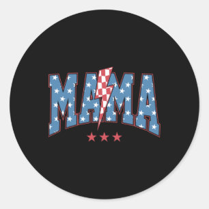 Sticker Rond Mama Dada Mini 4 juillet Famille Américaine Matchi
