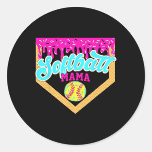 Sticker Rond Mama de softball Dégoulinant de glace Crème qui dé