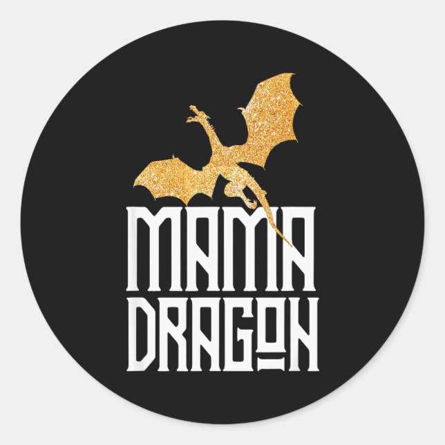 Sticker Rond Mama Dragon Christmas Matching Family Tribe Mom Wi (Devant)