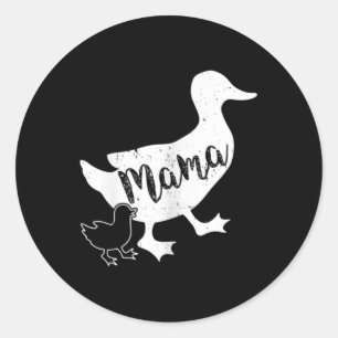 Sticker Rond Mama Duck et 1 bébé Duckling Fun Maman