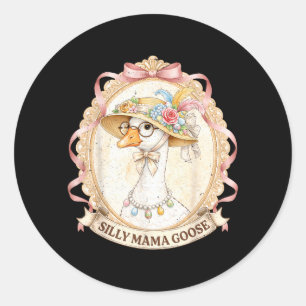 Sticker Rond Mama Goose Vintage pour enfants fille femmes maman