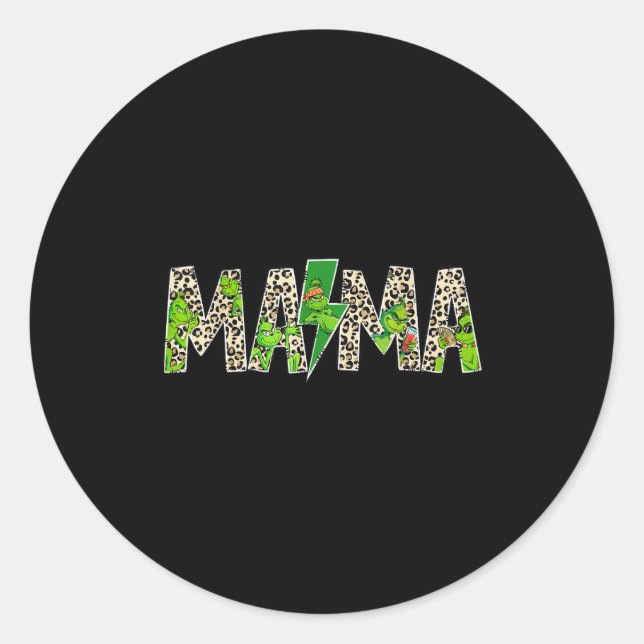 Sticker Rond Mama Leopard Retro Mom Nanny Grandma Mother's Day  (Devant)