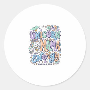 Sticker Rond Mama Licorne Énergie Kawaii Dessin Vectoriel_1