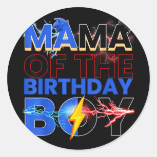 Sticker Rond Mama Of The Birthday Boy Hedgehog Family Party Dec