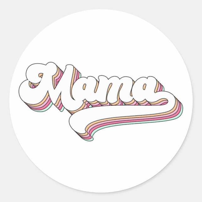 Sticker Rond Mama Rétro (Devant)