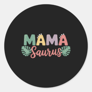 Sticker Rond Mama Saurus Maman Papa Dinosaur Anniversaire Famil