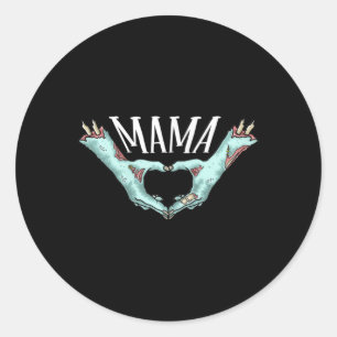 Sticker Rond Mama Zombie Coeur main Halloween Costume Famille M