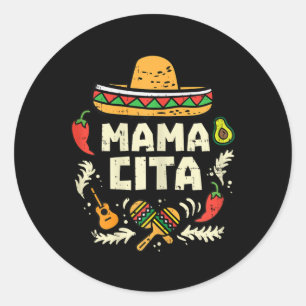 Sticker Rond Mamacita Famille Cinco De Mayo Tenue Couple Mexi