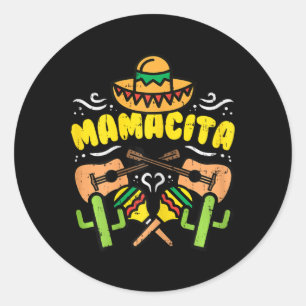Sticker Rond Mamacita Sombrero Cinco De Mayo Fête Mexicain Homm