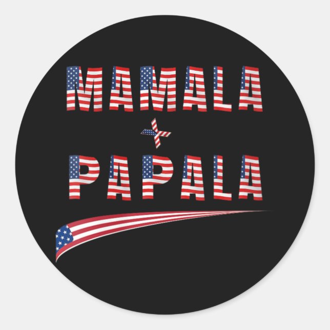 Sticker Rond Mamala Papala 2024 Kamala Harris Tim W Demo (Devant)