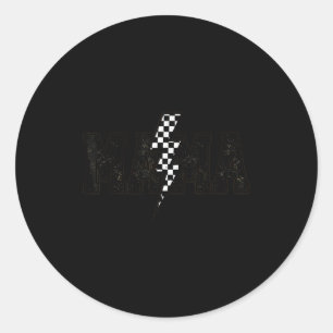 Sticker Rond Maman à carreaux noir blanc drôle fête des mères C