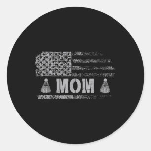 Sticker Rond Maman américaine de badminton Équipe de badminton 