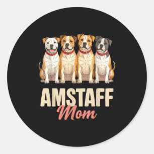 Sticker Rond Maman American Staffordshire amoureuse des animaux
