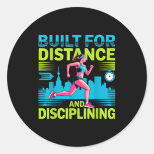 Sticker Rond Maman athlète coureuse de marathon sur piste et su