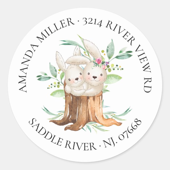 Sticker Rond Maman & Baby Bunny Baby shower Adresse de retour L (Devant)