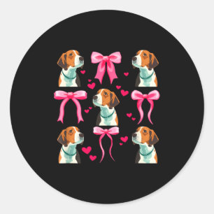Sticker Rond Maman Beagle Coquette Maman Beagle Mère Beagle