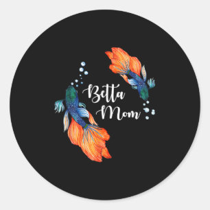 Sticker Rond Maman Betta amoureuse de poisson Betta animal de c