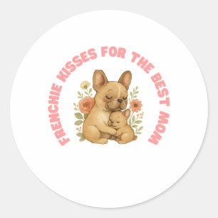 Sticker Rond Maman Bouledogue Français Fête des Mères