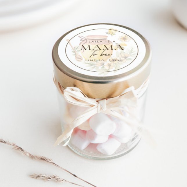 Sticker Rond Maman Bourdon en Nid d'Abeille pour la Fête Bébé (Add your theme into your personalized party favors with this fun favor sticker!)