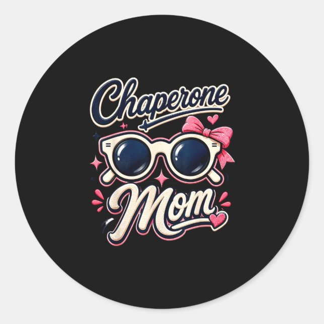 Sticker Rond Maman chaperon lunettes de soleil rétro école même (Devant)